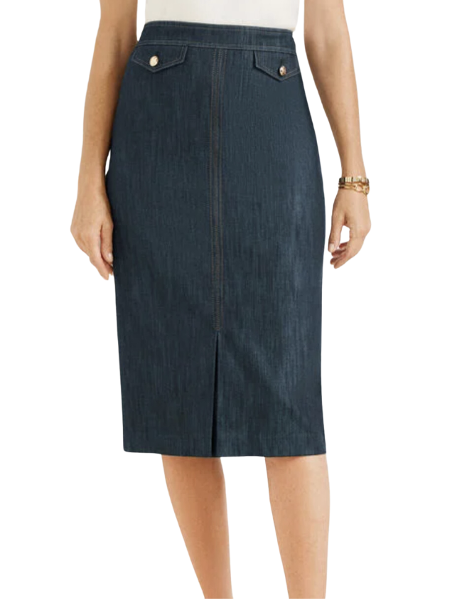 Refined Denim Midi Skirt